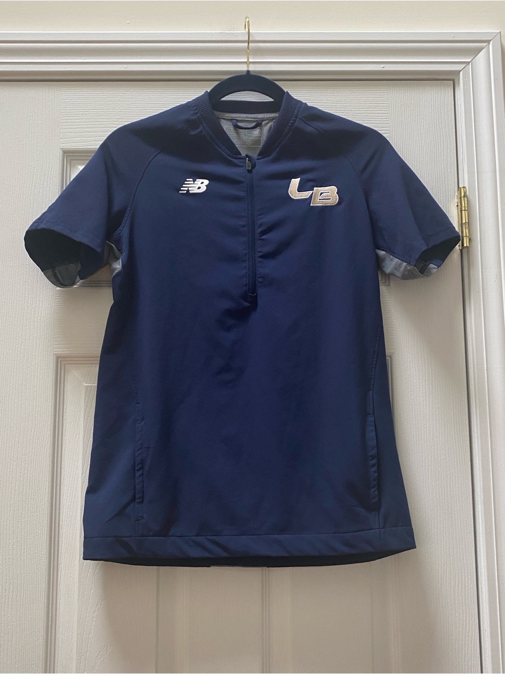 New Balance Navy Blue 1/4 Zip Short Sleeve Jacket / Shirt, Size Youth X-Large